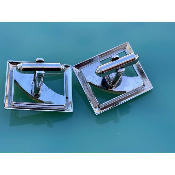 Vintage 1960s MCM Cufflinks Modernist Abstract Pearl Shell - Picture 6 of 10